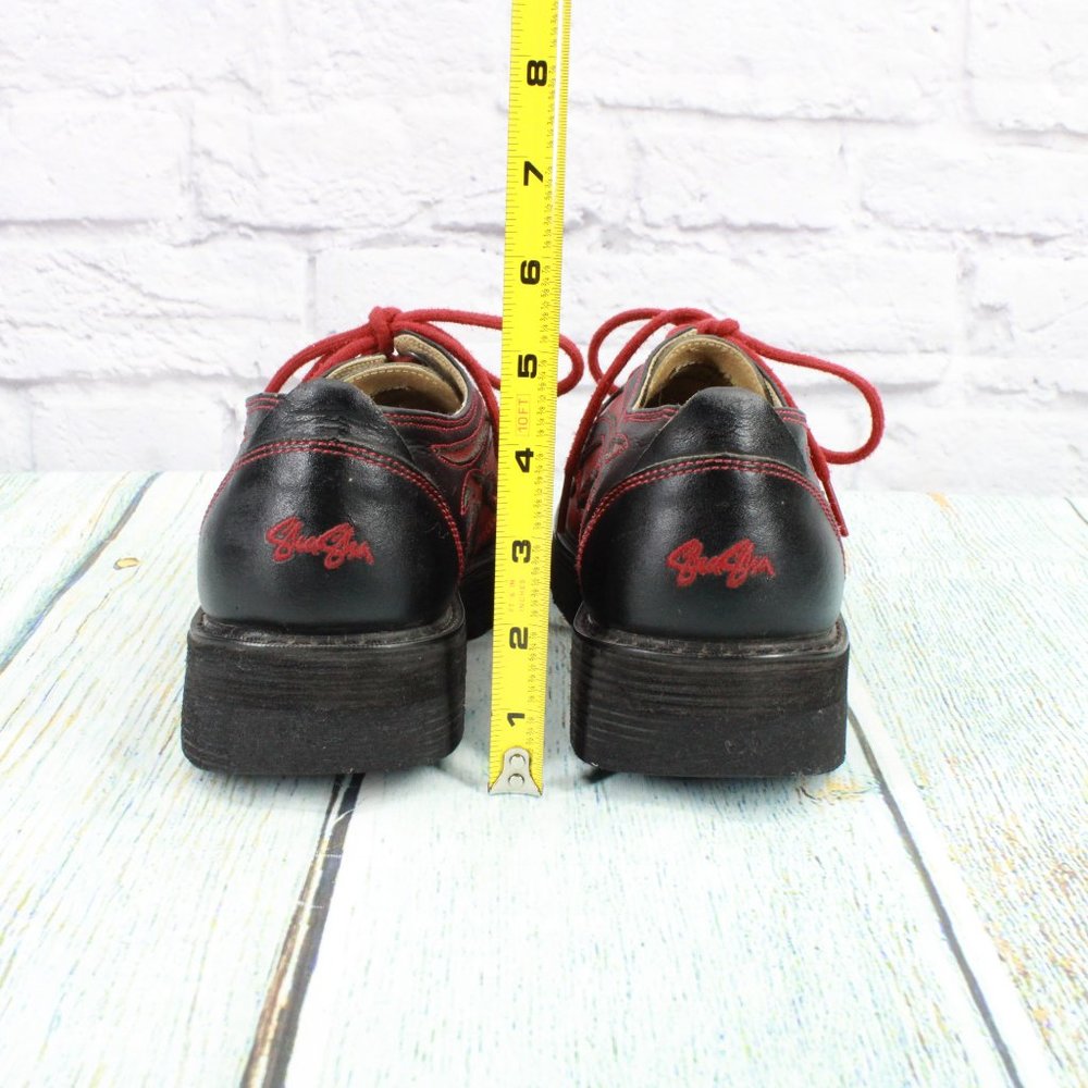 Sha Sha Red Leather Lace Up Tribal Flame Platform Shoes Size 7.5 - Picture 6 of 9